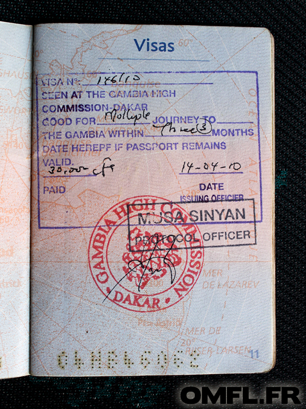 Visa Gambie dans passeport