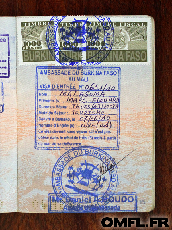 Visa Burkina-Faso dans passeport