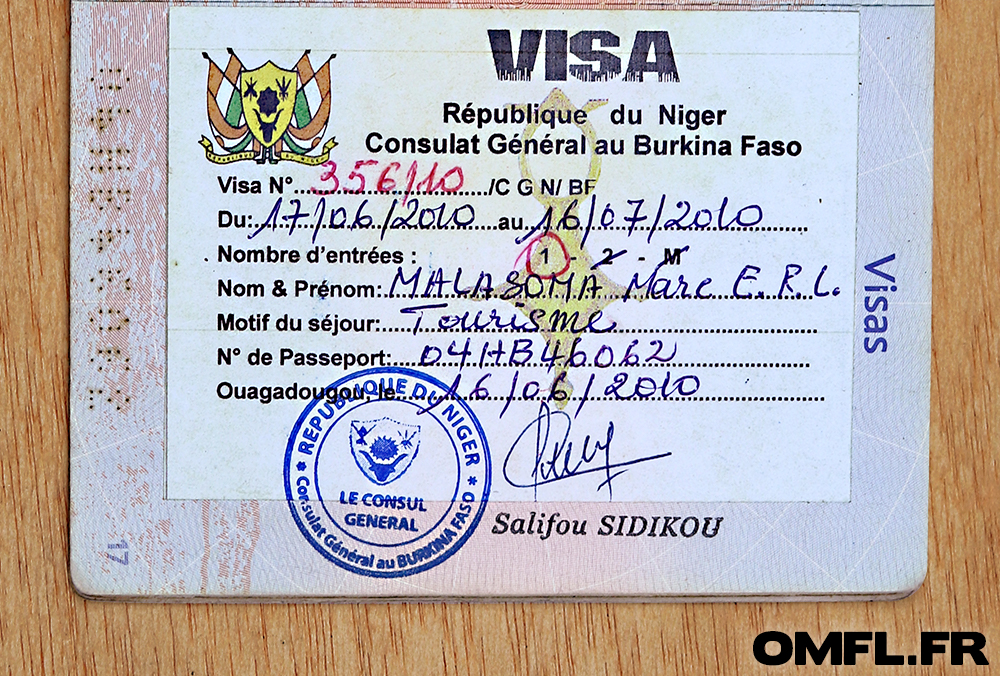 Visa Niger dans passeport