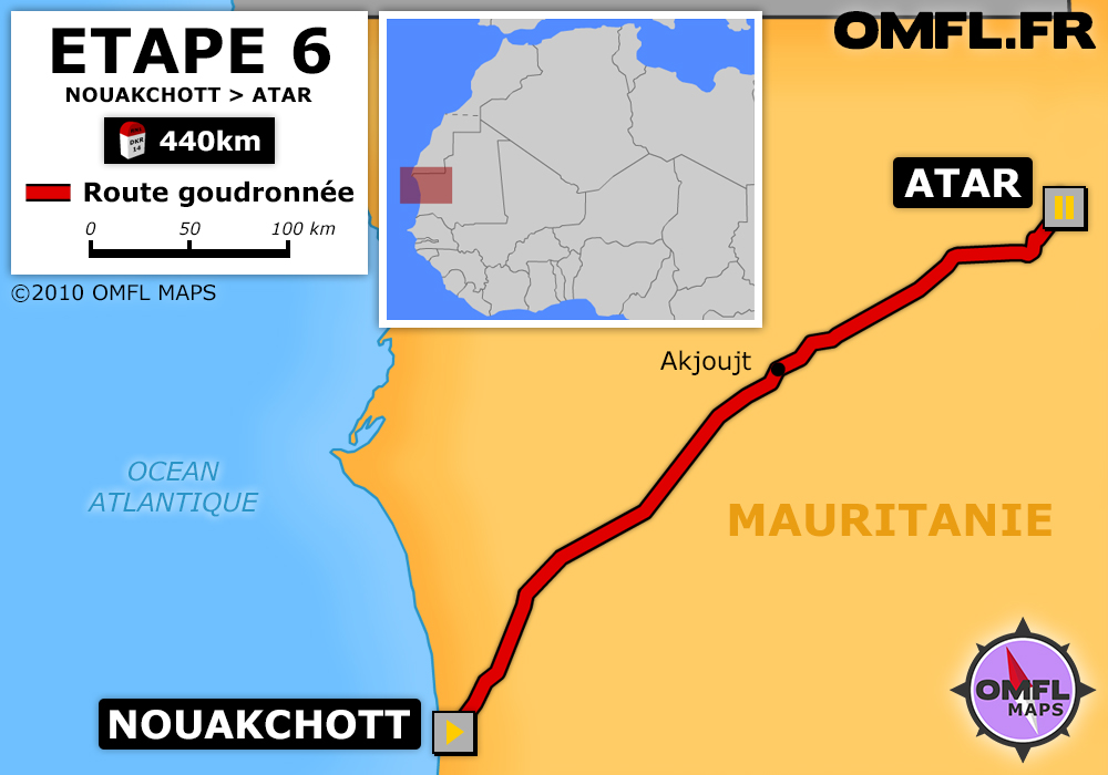 Itinéraire OMFL Etape 6 de Nouakchott à Atar