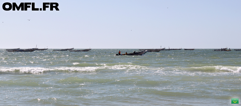 Pêcheurs en mer avec leur pirogues à Nouakchott