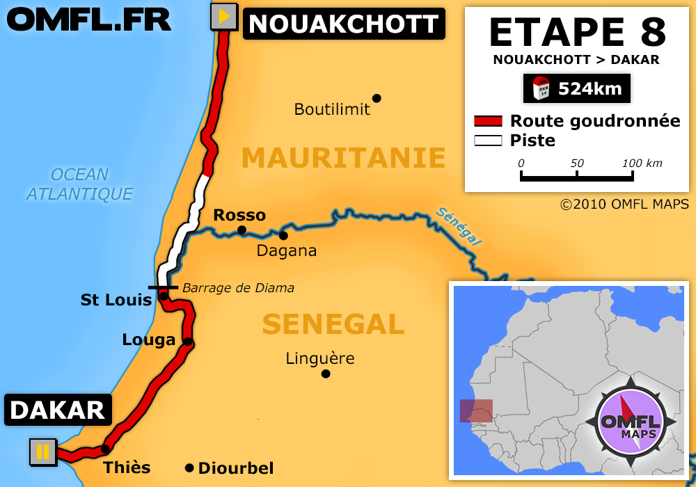 Itinéraire OMFL Etape 8 de Nouakchott à Dakar