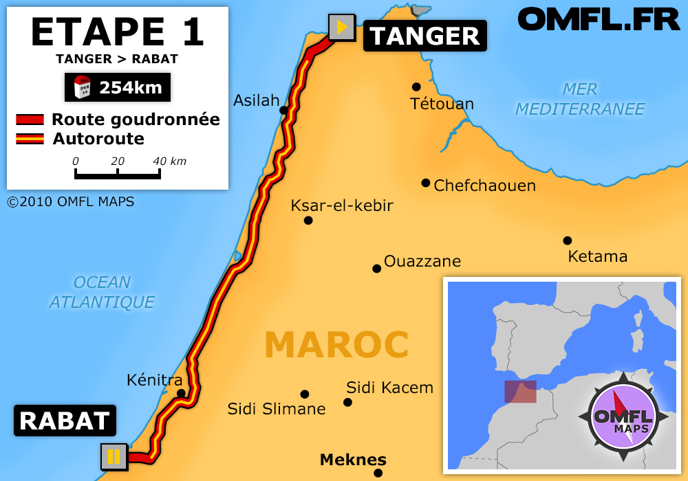 Itinéraire OMFL Etape 1 de Tanger à Rabat
