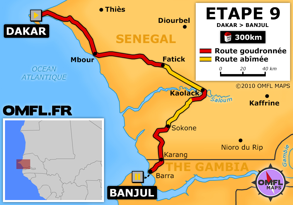 Itinéraire OMFL Etape 9 de Dakar à Banjul
