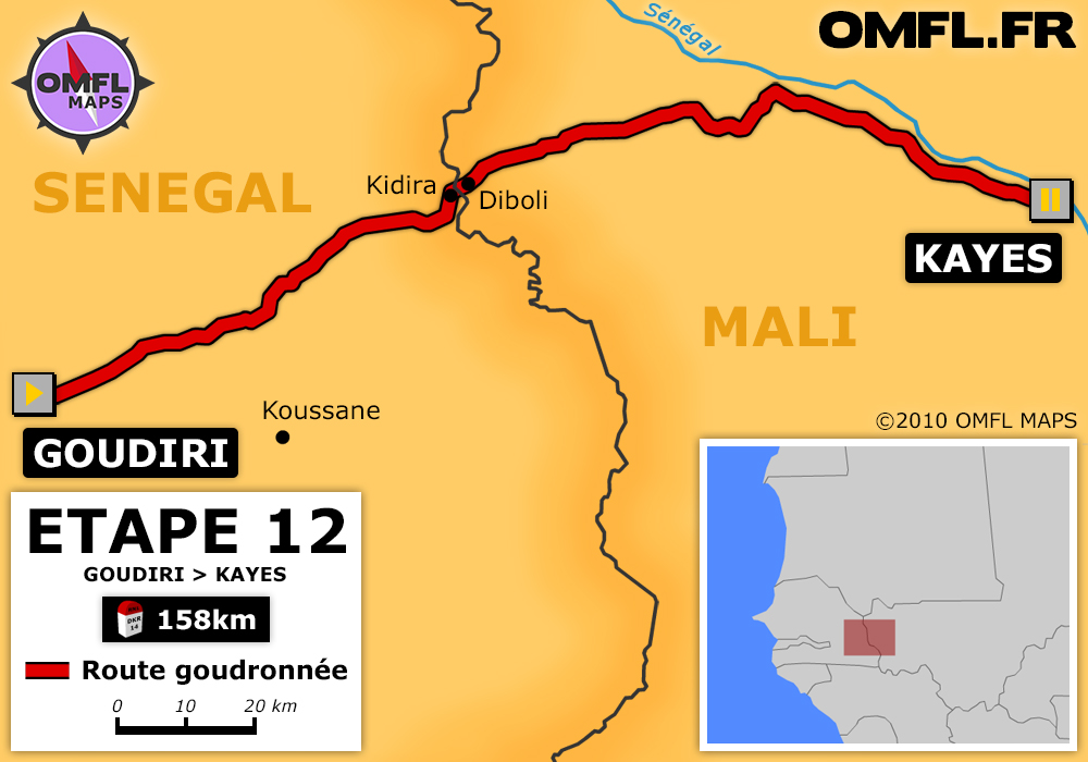 Itinéraire OMFL Etape 12 de Goudiri à Kayes