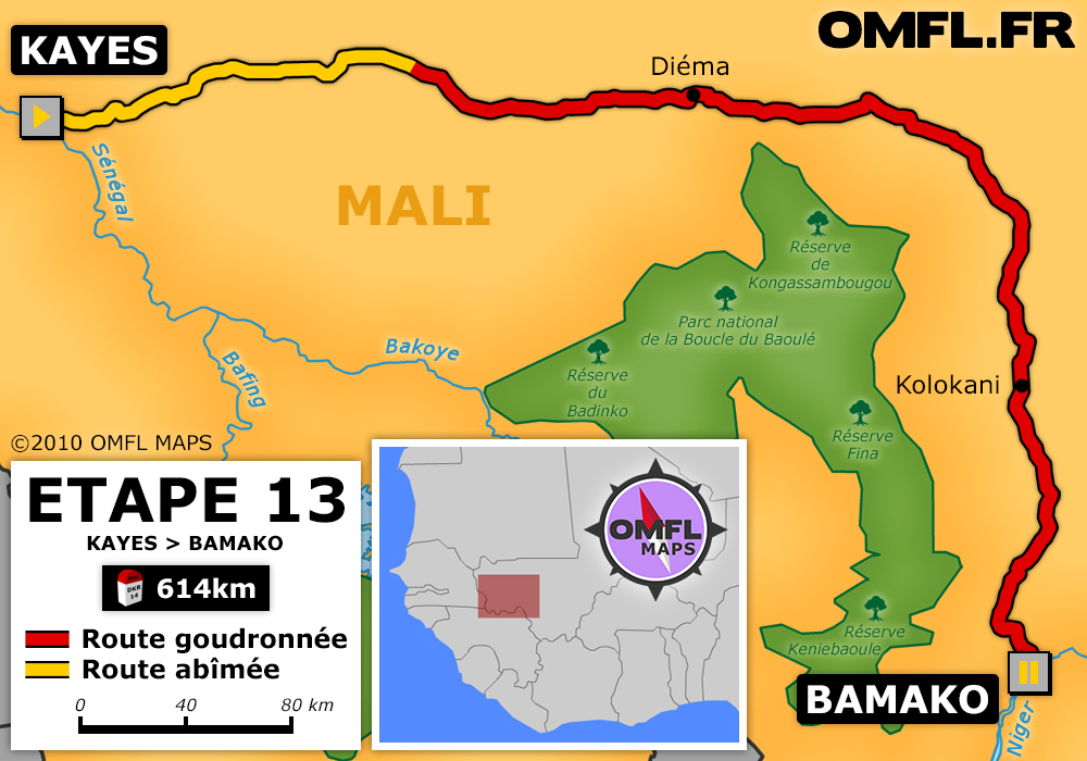 Itinéraire OMFL Etape 13 entre Kayes et Bamako