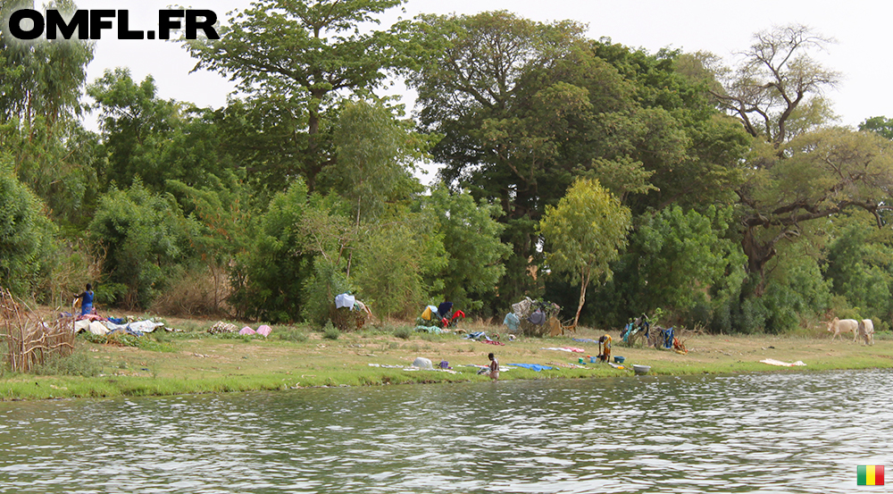 Des autochtones en train de faire leurs lessives dans le fleuve Niger