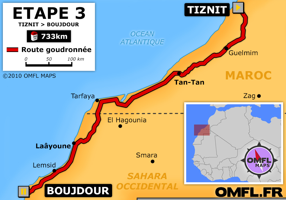 Itinéraire OMFL Etape 3 de Tiznit à Boujdour