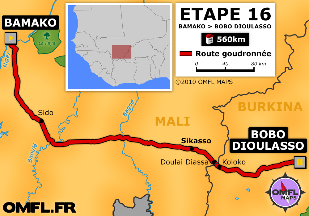Itinéraire OMFL Etape 16 de Bamako à Bobo-Dioulasso