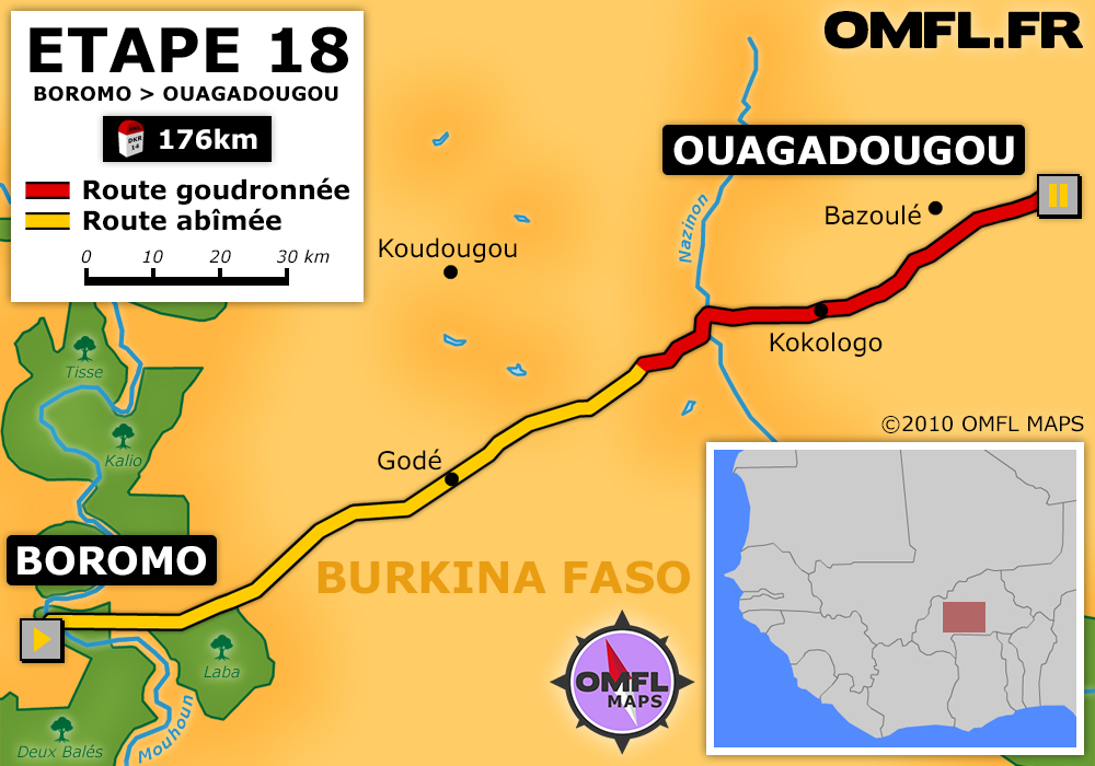 Itinéraire OMFL Etape 18 de Boromo à Ouagadougou