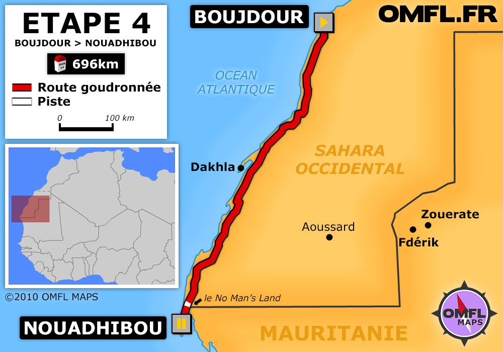 Itinéraire OMFL Etape 3 de Boujdour à Nouadhibou