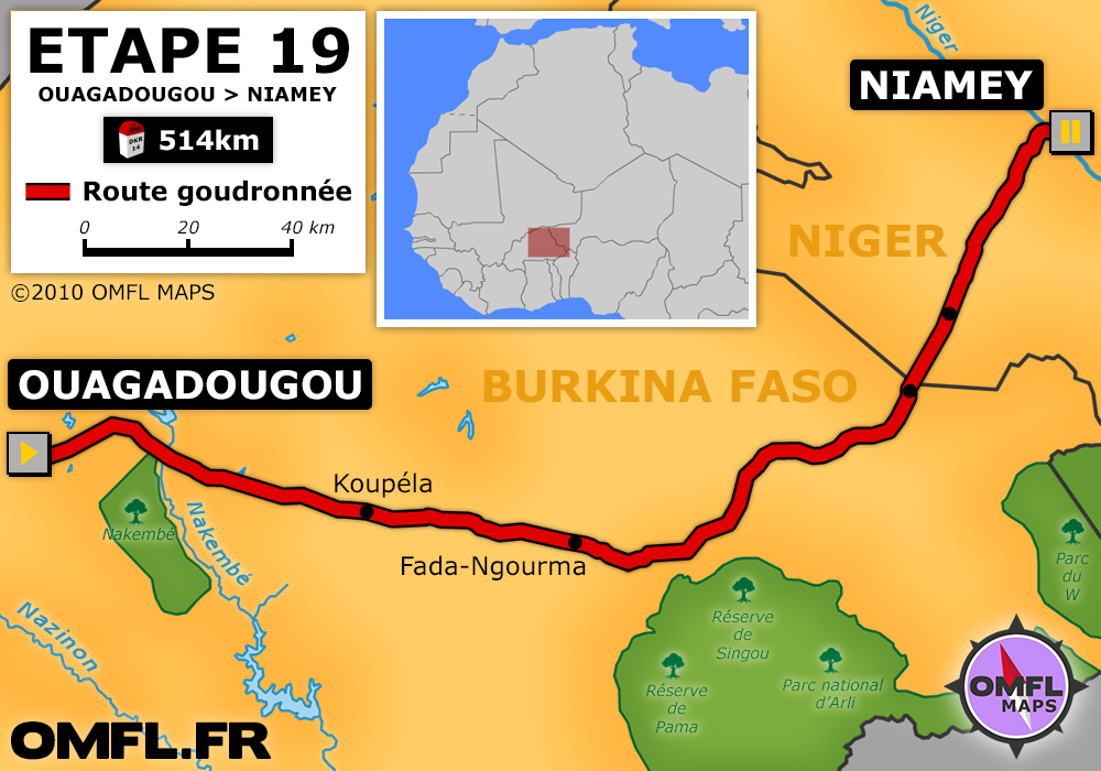 Itinéraire OMFL Etape 19 de Ouagadougou à Niamey