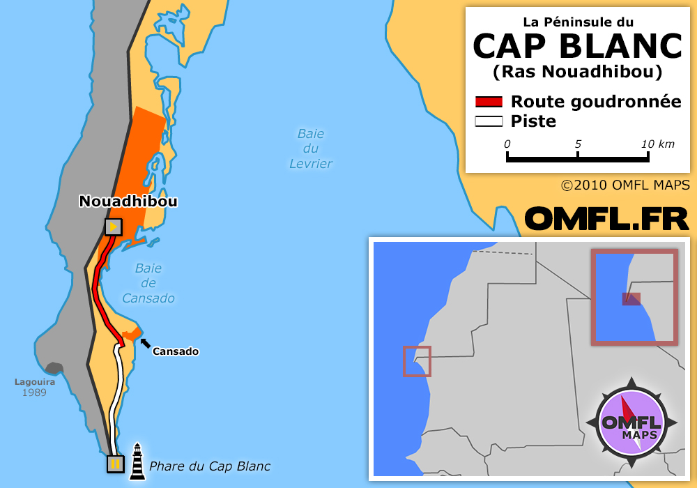 La carte du Ras Nouadhibou, ex Cap blanc