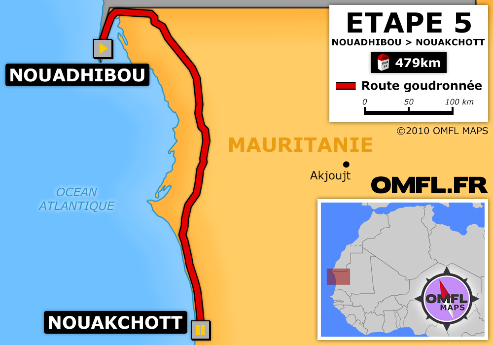 Itinéraire OMFL Etape 5 de Nouadhibou à Nouakchott